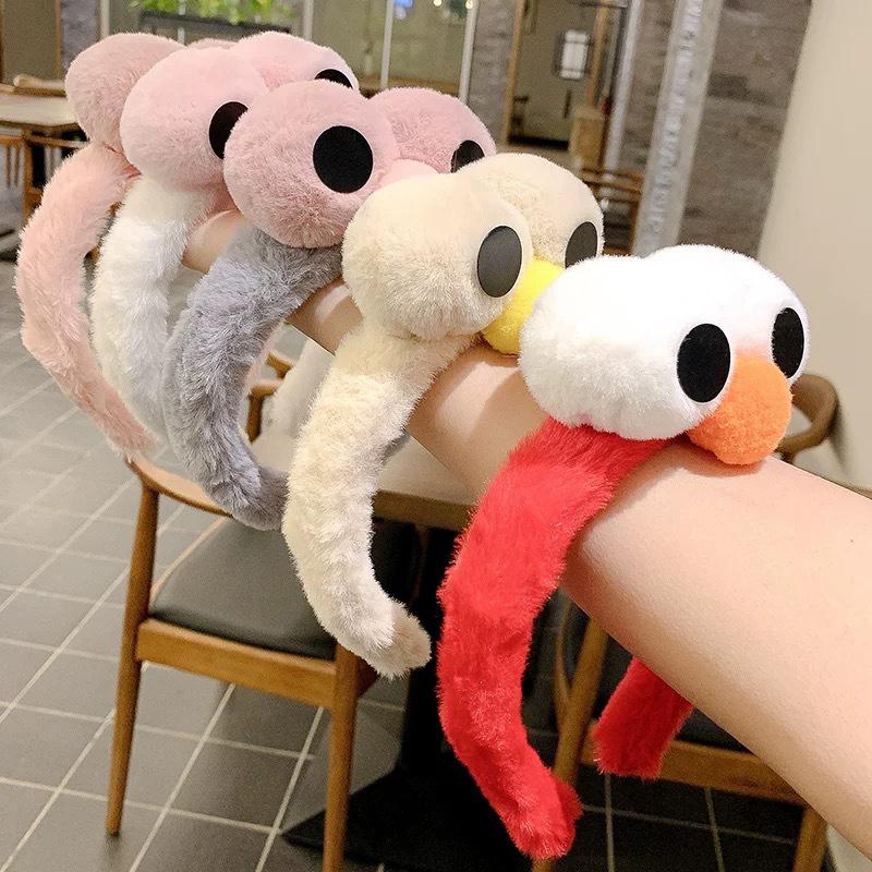 Cartone Animato Sesame Street Carino Fascia Peluche Grandi Occhi Fascia da Donna per Lavare il Viso Copricapo per Bambini