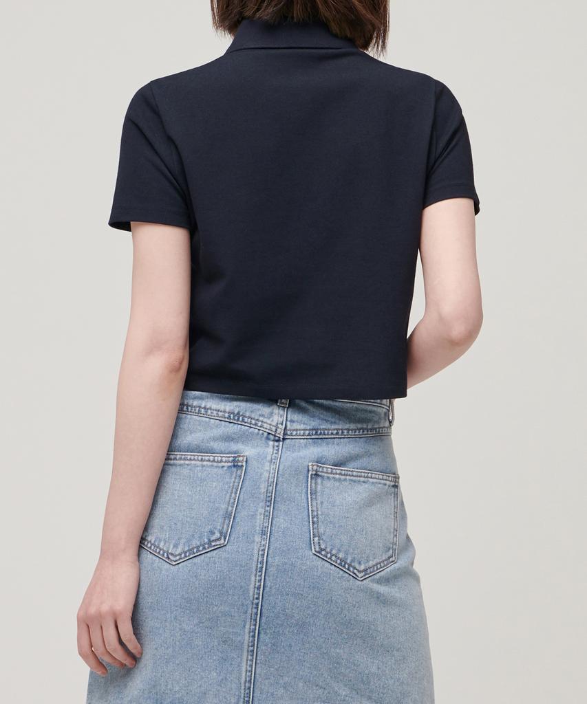 MUSINSA STANDARD WOMAN [Cooltandard] Women'S Crop Pique Polo Shirt [Navy]