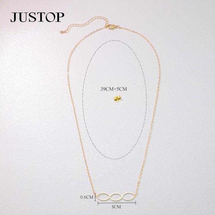 Fashion Oval Circle Necklace Female Temperament Versatile Pendant Niche Design Autumn and Winter Jewelry