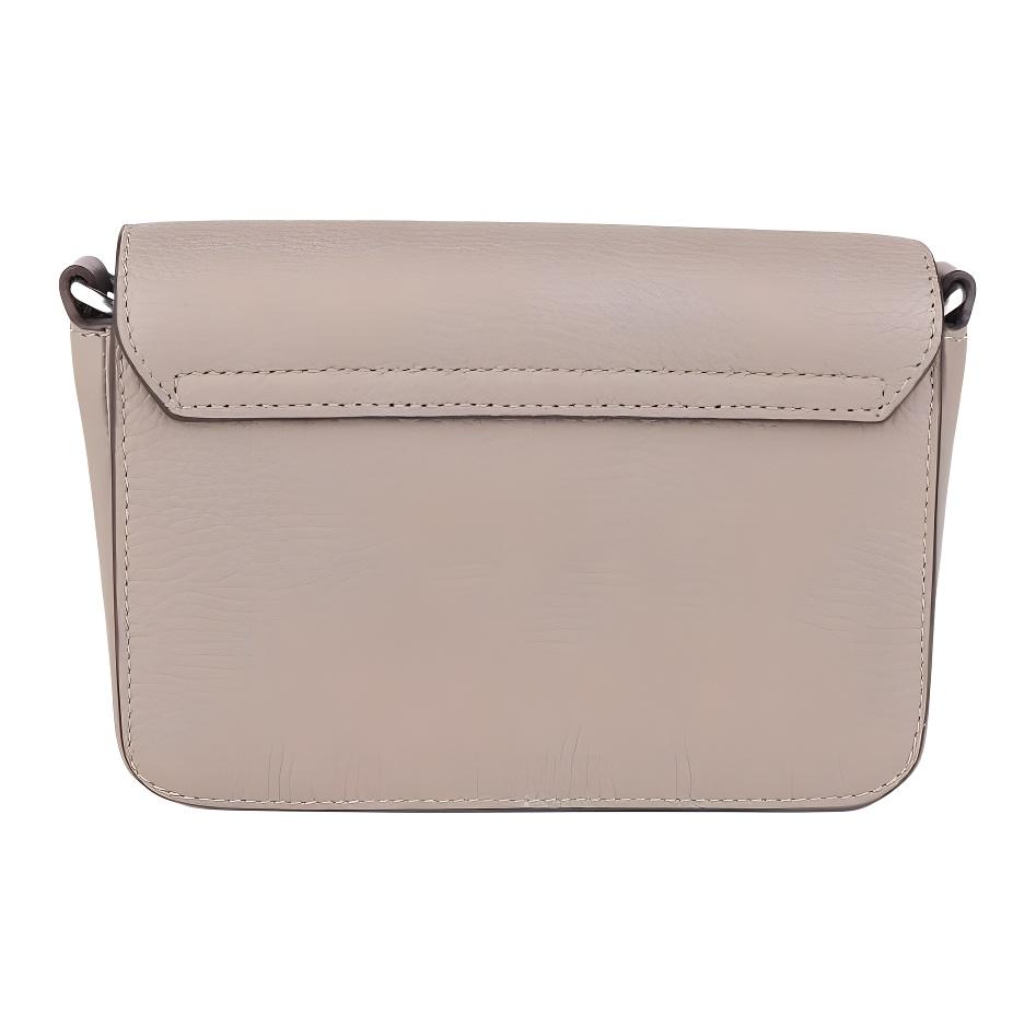 Tory Burch Olivia Silver Logo Flap Closure Pebbled Leather Crossbody Shoulder Bag Mini Women Bags Gray 141659-082