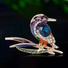 Stylish Enamel Woodpecker Brooches for Women Unisex Rhinestone Animal Pins Event Party Backpack Decoration Clothes Accessories