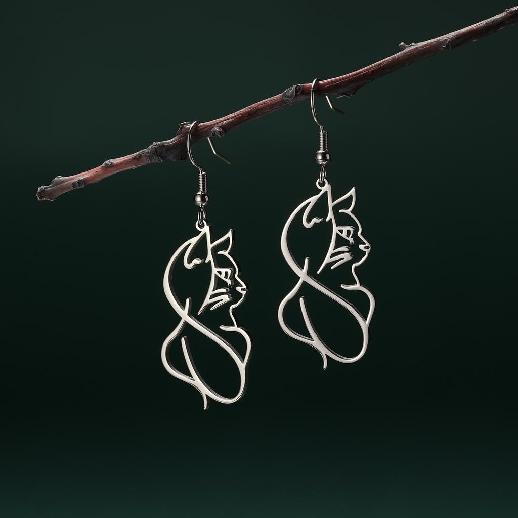 Cazador Gold Color Cat Kitten Drop Earrings for Women Stainless Steel Jewelry Cute Animal Earrings Valentine Gift Wholesale 2026