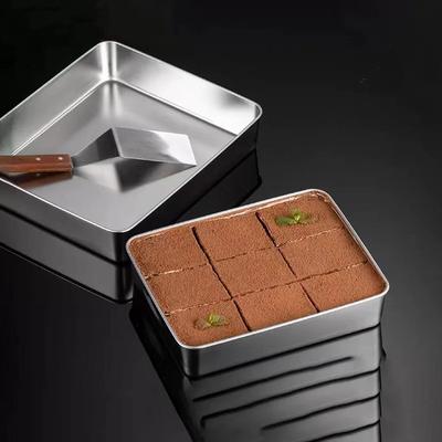 304 Stainless Steel Rectangular Tray with Lid - Deep Plate Tiramisu Basin