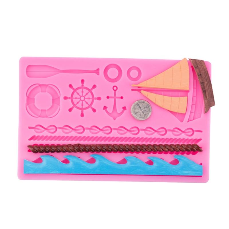 DIY Handmade Silicone Fondant Mold Exquisite Sailing Theme Sugar Craft Gum Paste Mold DIY Candle Resin Crafts Easy Use