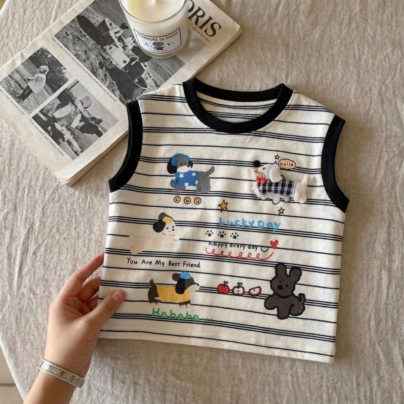 Boys Lightweight Sleeveless Cartoon Tank Top Summer Outfit for Kids 80