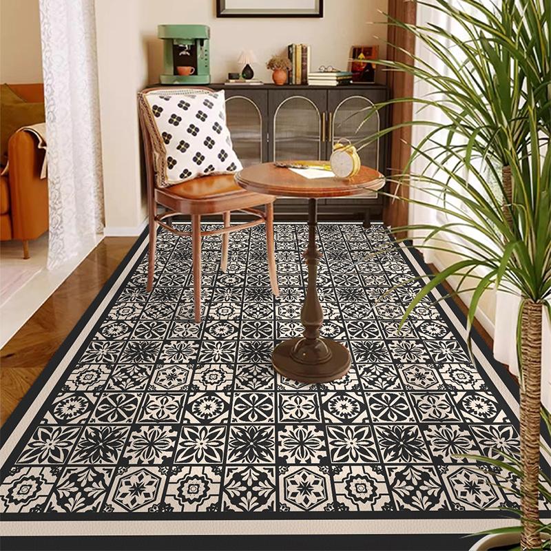 Balcony Waterproof Floor Mat Large Size Pvc Leather Anti-slip Carpet American Retro Home Decoration Rug for Kitchen Floor Mat