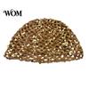 Lightweight Breathable Headwear Fishnet Hat for Women, Mesh Knitting with Hollow Sequin Design, Elastic Fit Hand-Woven Daily Wear