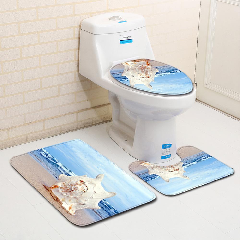 Shell Bathroom Floor Mat Toilet Three-Piece Set