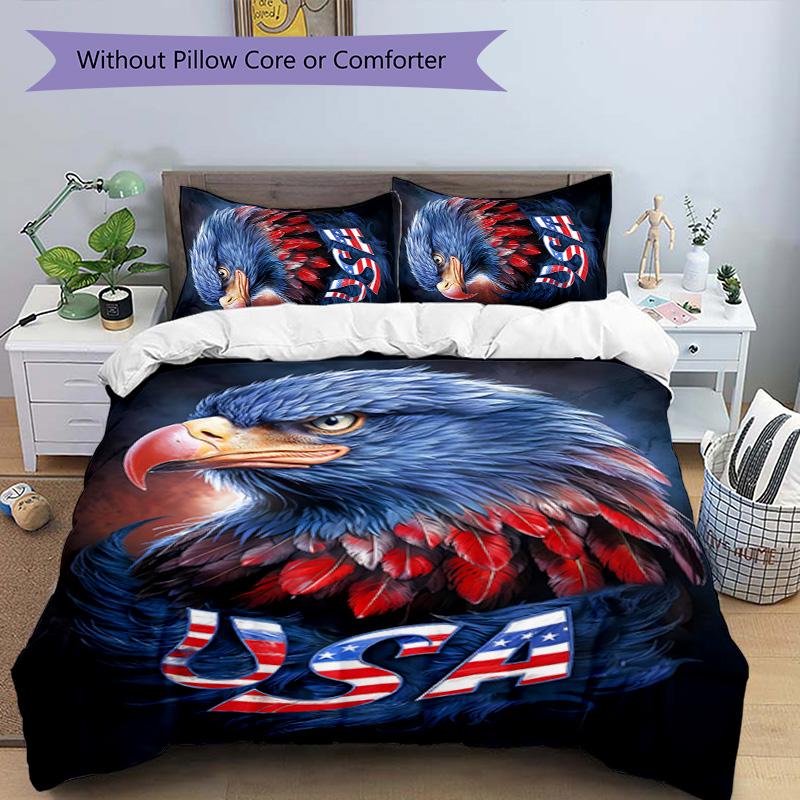 Eagle 3pcs Bedding Set Duvet Cover Closure Includes 1 Duvet Cover & 2 Pillowcases for All Seasons Bedroom Home Dorm Decor