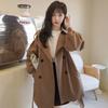 Coffee Colored Short Windbreaker Jacket for Women Spring and Autumn Collection Lantern Sleeve Coat