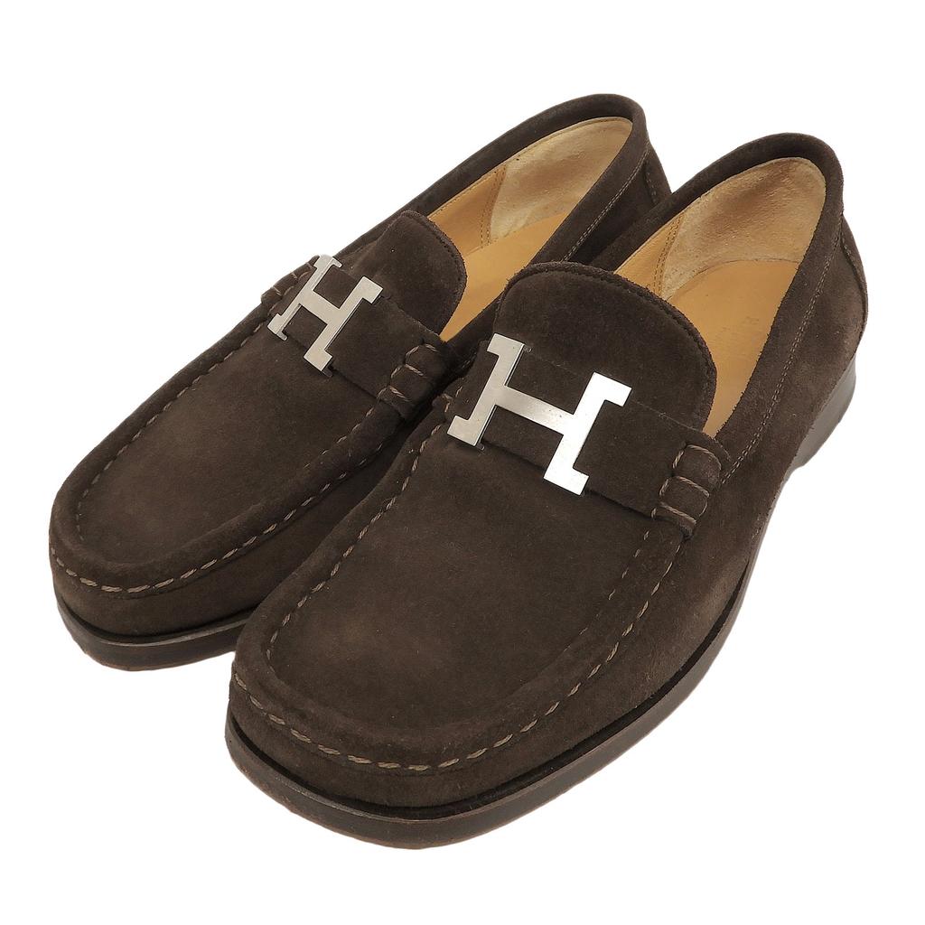 Great HERMES Loafers Constance Brown Suede Leather Women 36 Used