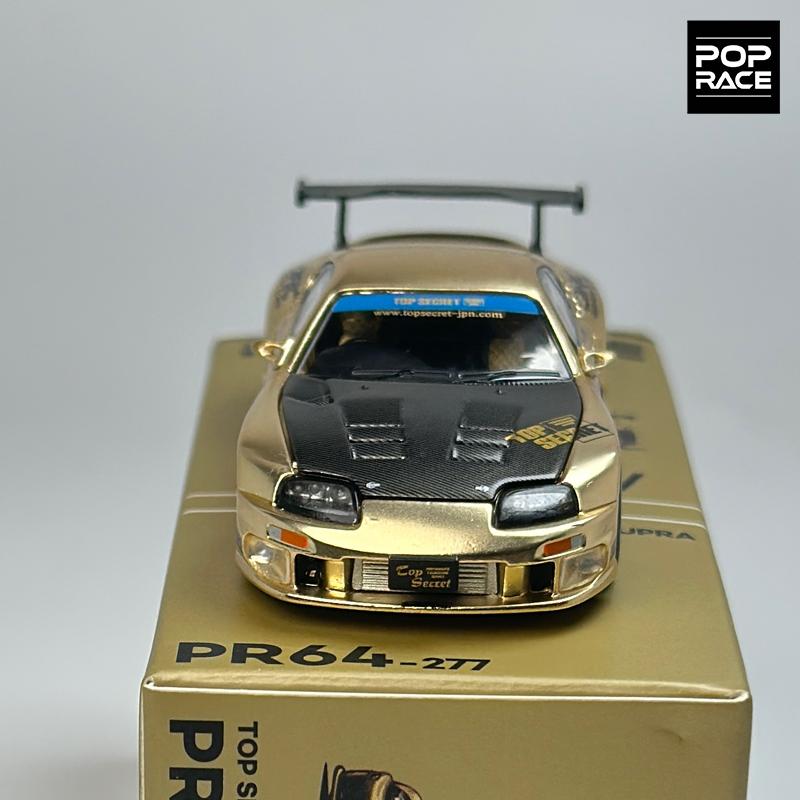 POPRACE 1:64 TOP SECRET GT300 SUPRA Chrome Gold Alloy Car Model 277