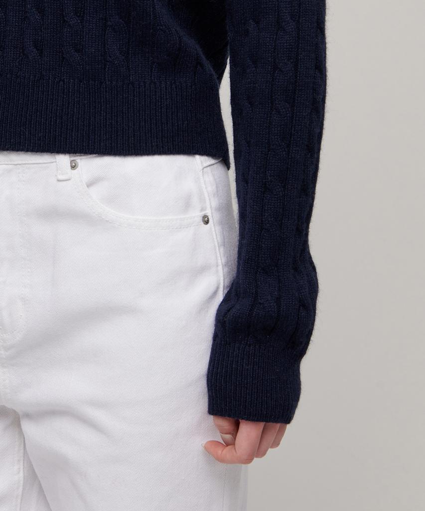 MUSINSA STANDARD WOMAN Women'S Angora Blend Cable Crew Neck Knit [Navy]