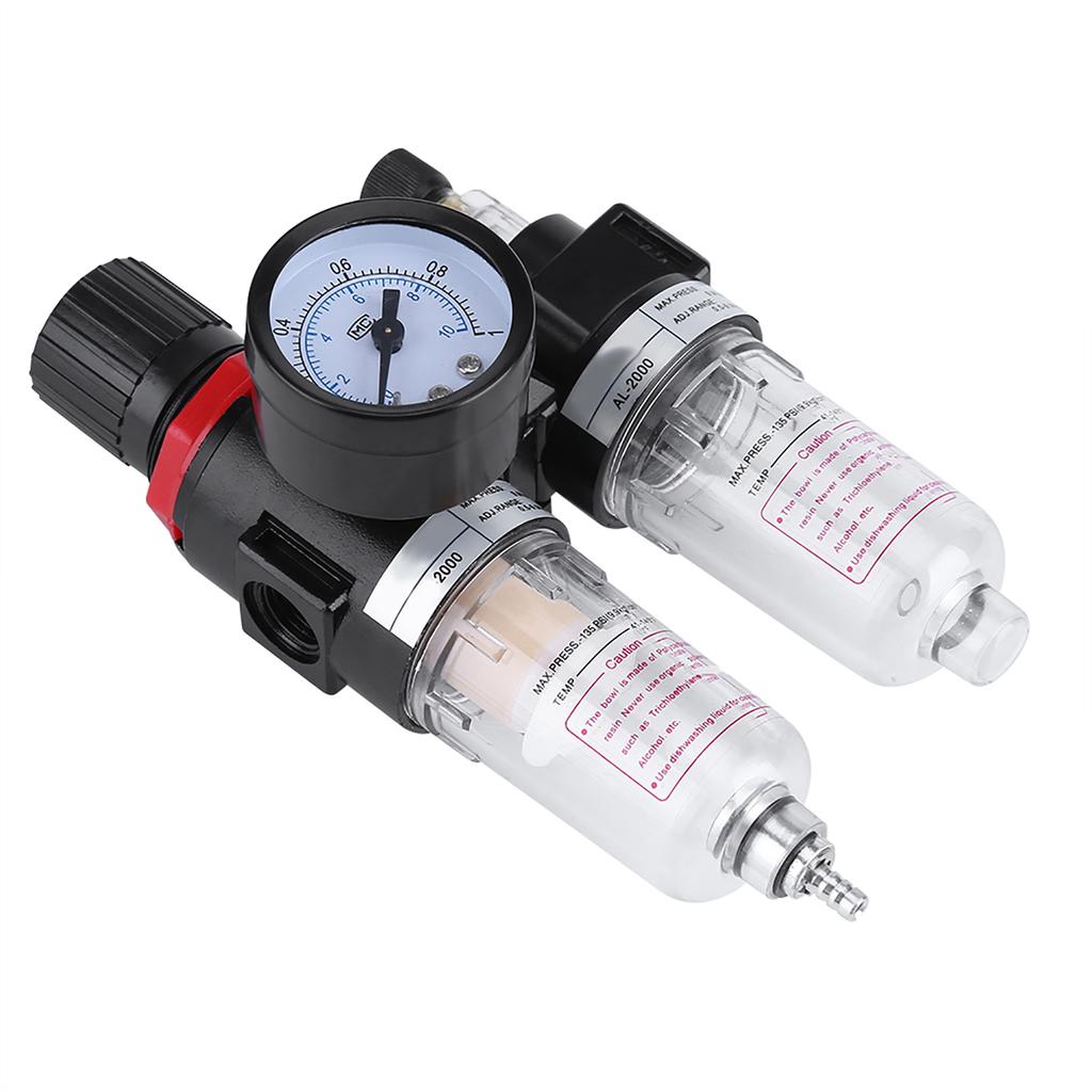 1/4"" Air Filter Regulator Lubricator Water Pressure Compressor Moisture Trap Oil Separator