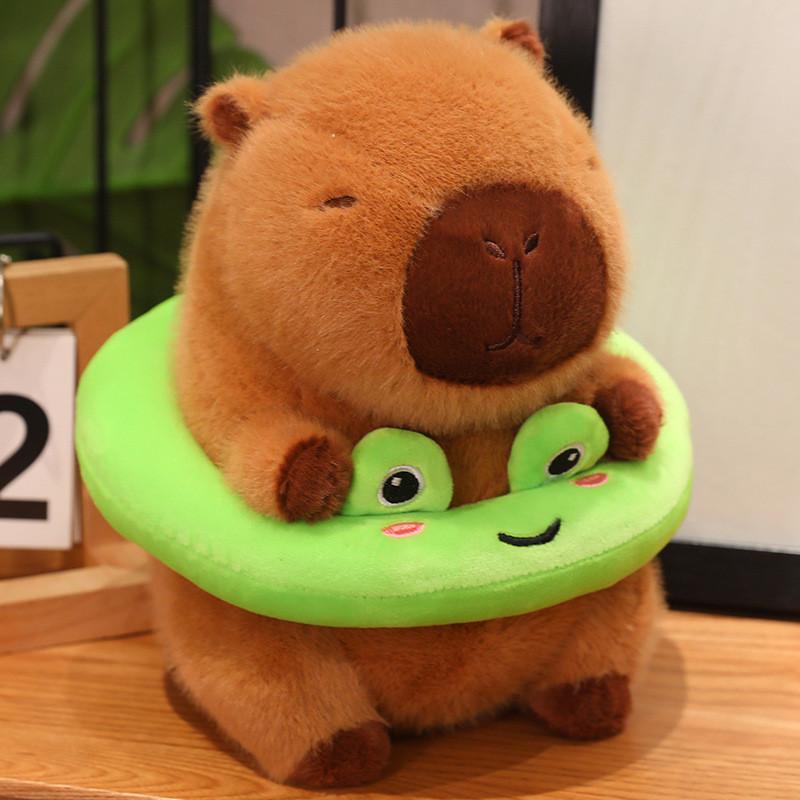 Capybara Cute Plush Toy With Detachable Swim Ring Soft Stuffed Animal Doll