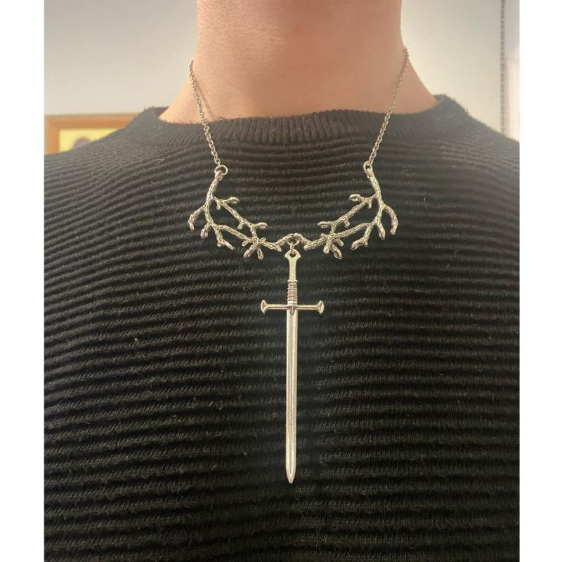 Punk Sword-Pendant Necklace Gothic Tree Branch Chain Sword-Hip Hop Silver Y2k Necklace Jewelry Medieval-Ornament Gifts
