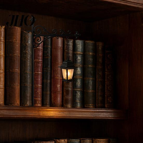 Mini Bookshelf Lamp Library Lantern Light, Vintage Reading Corner LED Night Lamp, Warm Light Decorative Bookcase Lighting for Home Office, Book Lover