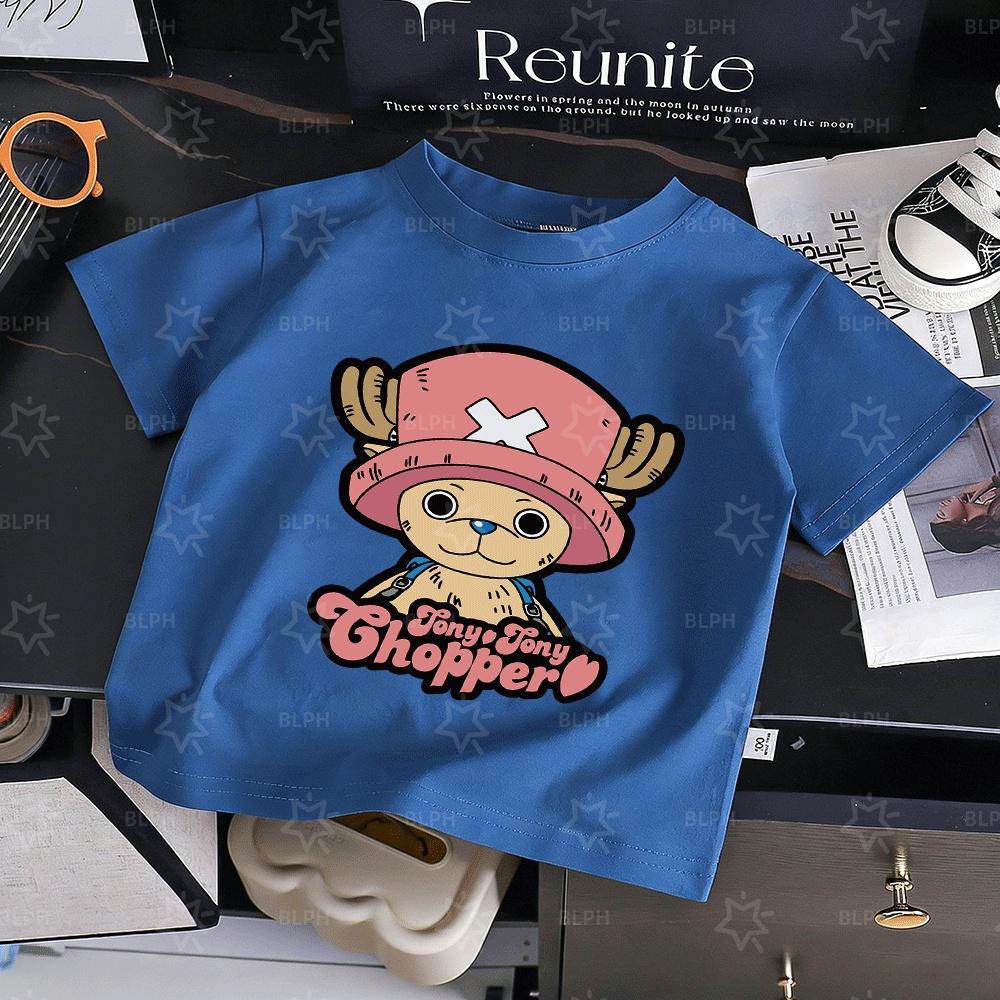 Cute One Piece Tony Tony Chopper Printed Kids TShirt Adorable Cartoon Character Design for Boys Girls Soft Cotton Casual Tee