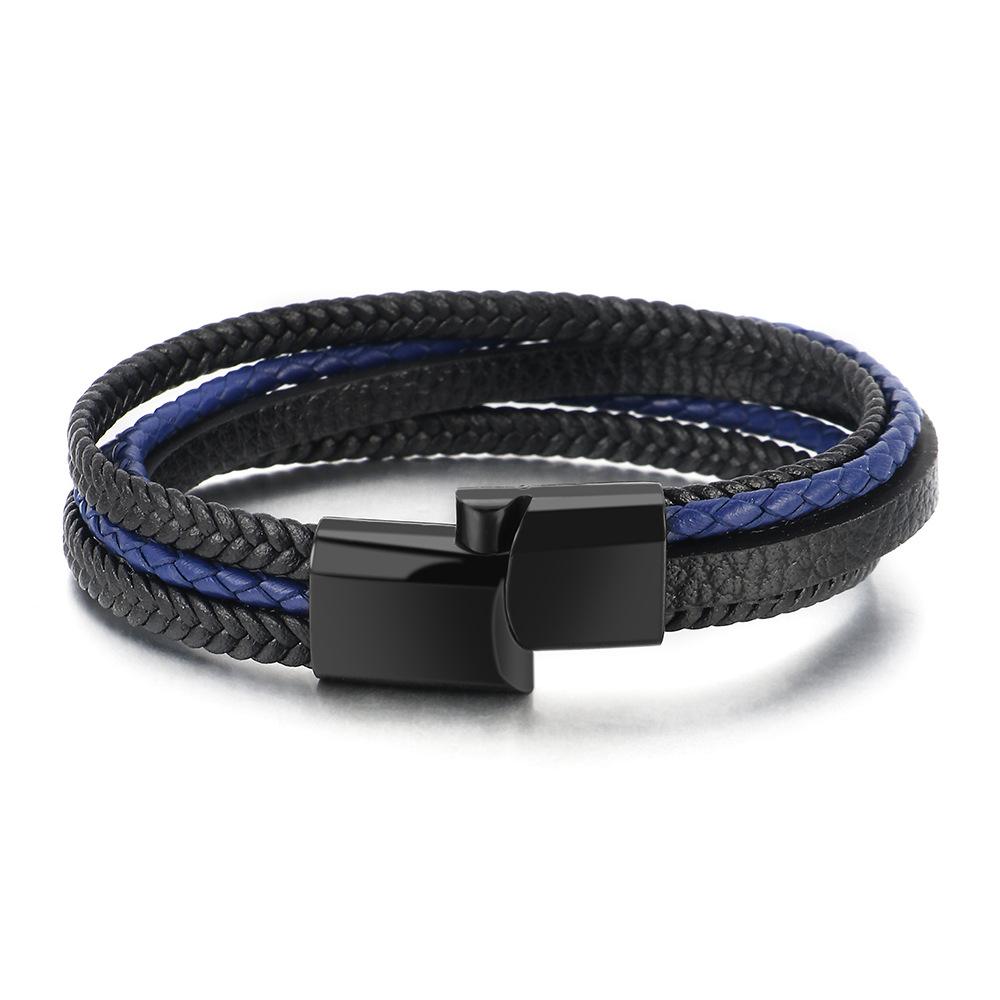 Vintage Handwoven Leather Rope Bracelet For Men With Magnetic Clasp Wristband