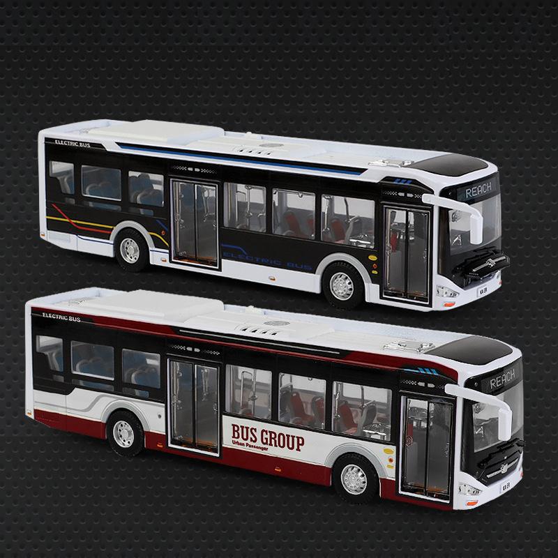1: 42 Ka'er New Energy Bus Alloy Bus Model Public Transport Children Toy Sliding Sound and Light Toy Airport Bus Door Openable