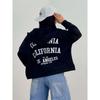 Womens Loose Fit Hooded Sweatshirt With Letter Print Casual Streetwear Jacket
