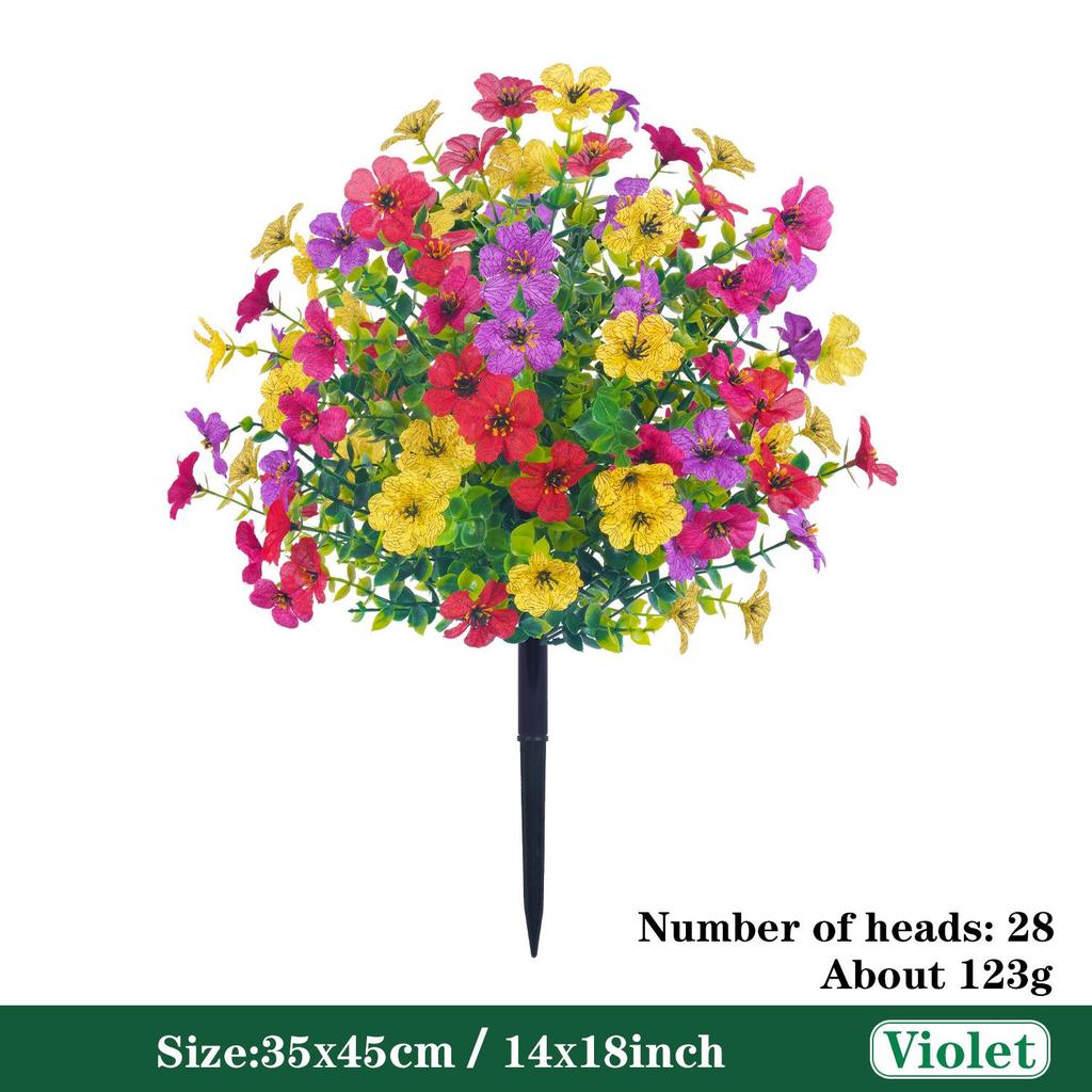 Violet Eucalyptus Garden Stake: Realistic Faux Flower Decoration with Ground Peg
