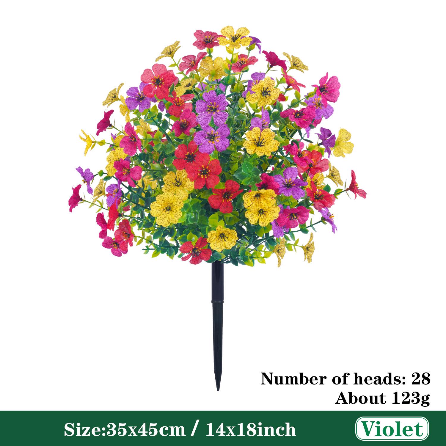Violet Eucalyptus Garden Stake: Realistic Faux Flower Decoration with Ground Peg
