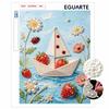 DIY Frameless Pearl Painting Kit Sailboat Strawberry 3D Shiny Bead Art Canvas Relaxing Creative Craft for Home Wall Decor Gift
