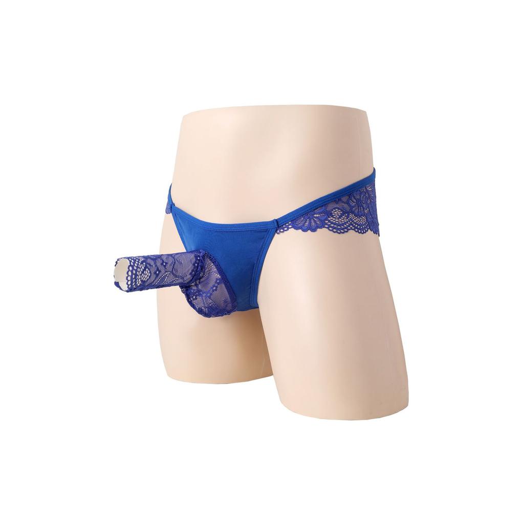 Men's sexy panties low-rise briefs, sexy lace full transparent panties, men's bed sexy flower panties