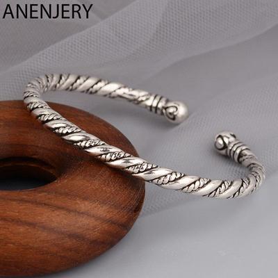 Twist Pattern Bracelet Bangles For Women Men Vintage Cool Korean Thai Jewelry Gift
