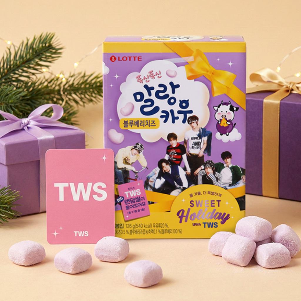 

[Lotte] TWS-Malang Cow Chewing Candy Blueberry Cheese 63gx2Pcs (Limited edition) With TWS Big Random Seal 1 type