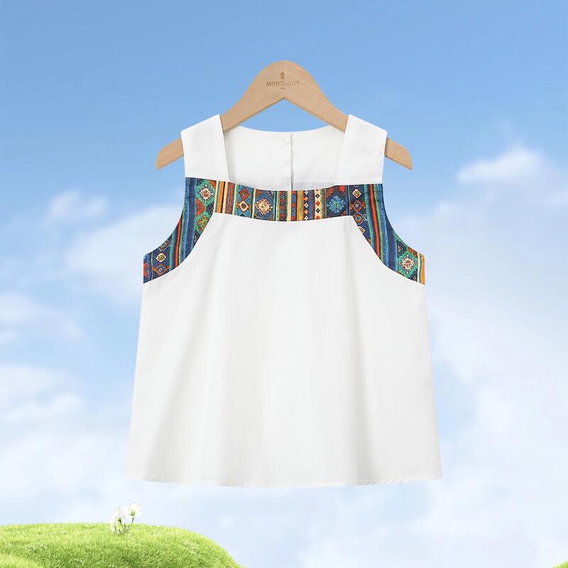 Montagut Girls' Summer Ethnic Style Sleeveless Top & Wide-Leg Pants Set