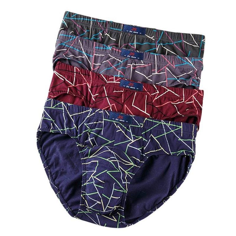 4 Pieces/Lot Men's Cotton Briefs Knickers Panties Mid-waist Underwear Man Big Size Underpants L XL 2XL 3XL 4XL 5XL 6XL 7XL