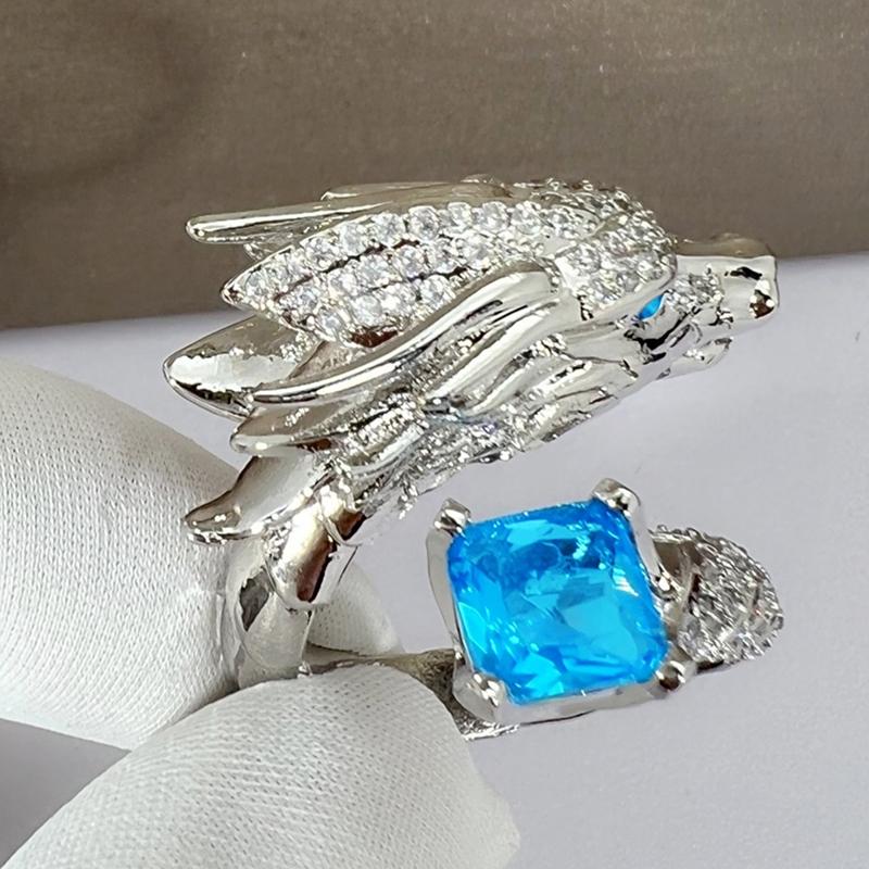 

Huitan Dragon Adjustable Rings Luxury Male Bright Cubic Zirconia Crystal Finger Accessories for Party Hyperbole Zircon resizable