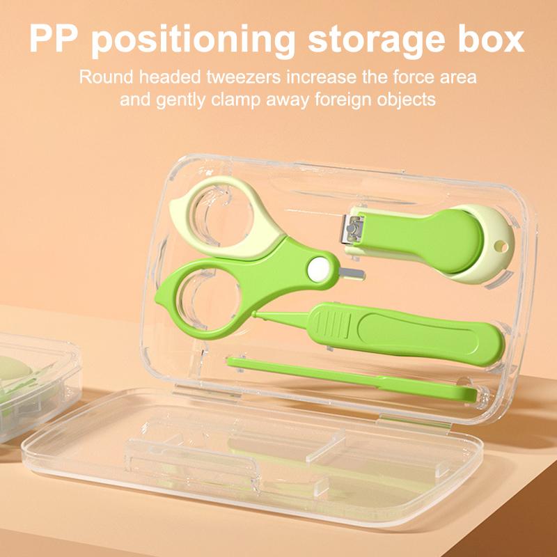 4PCS Newborn Baby Nail Scissor Baby Nail Care Tool Kid Safe Portable Nail Clipper Trimmer Tweezer With Box Children Manicure Kit