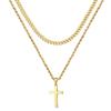 Stainless Steel Hip-Hop Men's Double-Layer Gold Cross Necklace