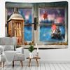 Christmas Popular Hanging Cloth False Window Scenery Outside The Window Tapestry Home Decoration Christmas Gift