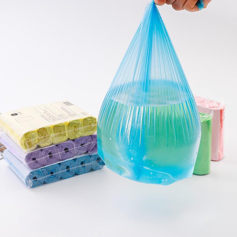 Durable Black Flat Mouth Trash Bags - Thickened, Point-Break, Household Plastic, 5-Roll Pack