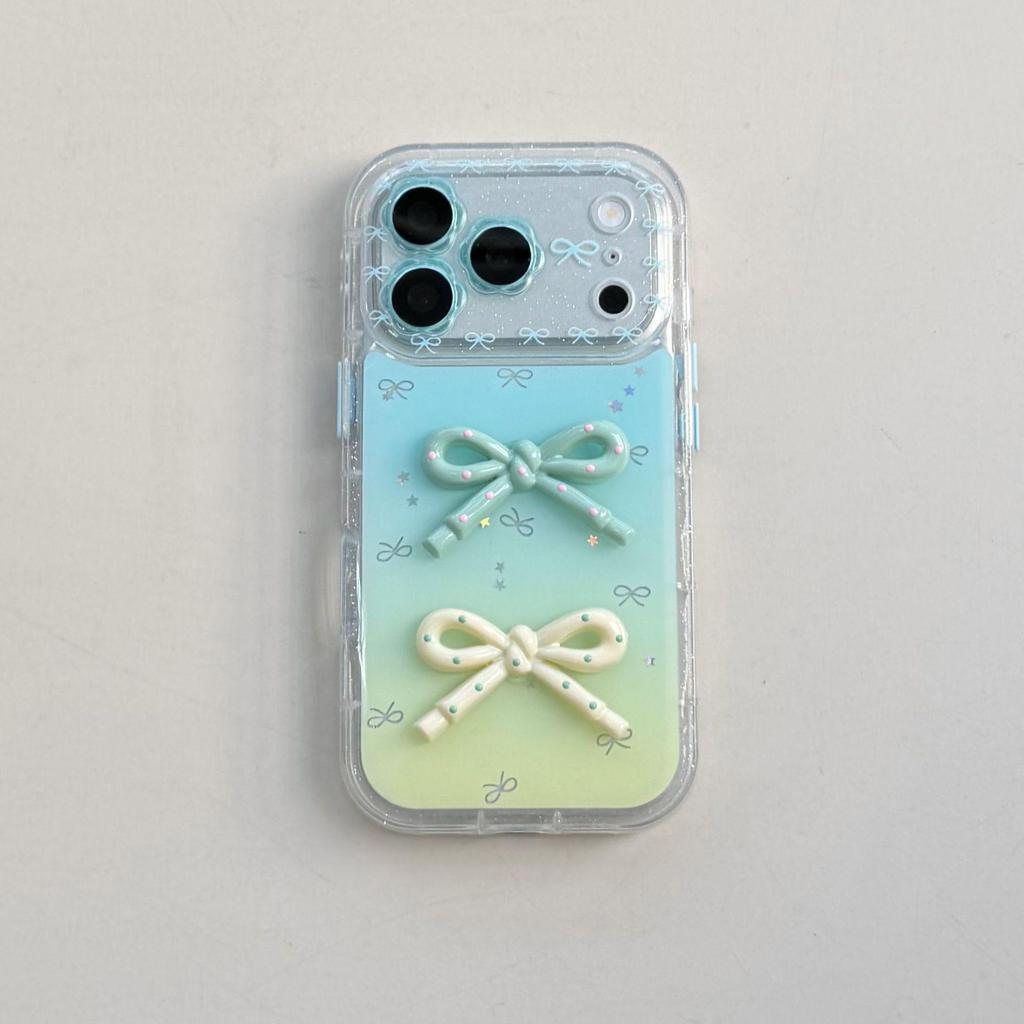 Gradient Bow Drip Glue Floral Case for iPhone 13/14/16 Pro Max/17PR (Female)