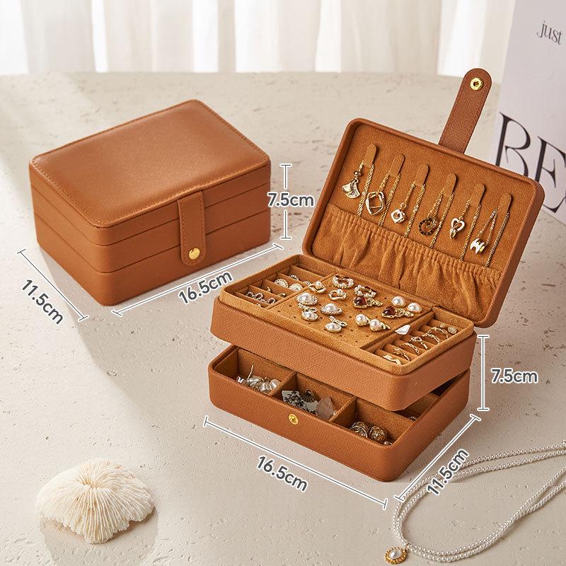 

Изысканная шкатулка для хранения ювелирных изделий из высококачественной водонепроницаемой ПУ кожи - Большая вместимость для серег и пусетов, пылезащитный дизайн 17 x 12 x 8 cm