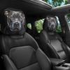 1/ Car Headrest Covers, Black Pitbull Dog Portrait Print, For Car Interior Decor