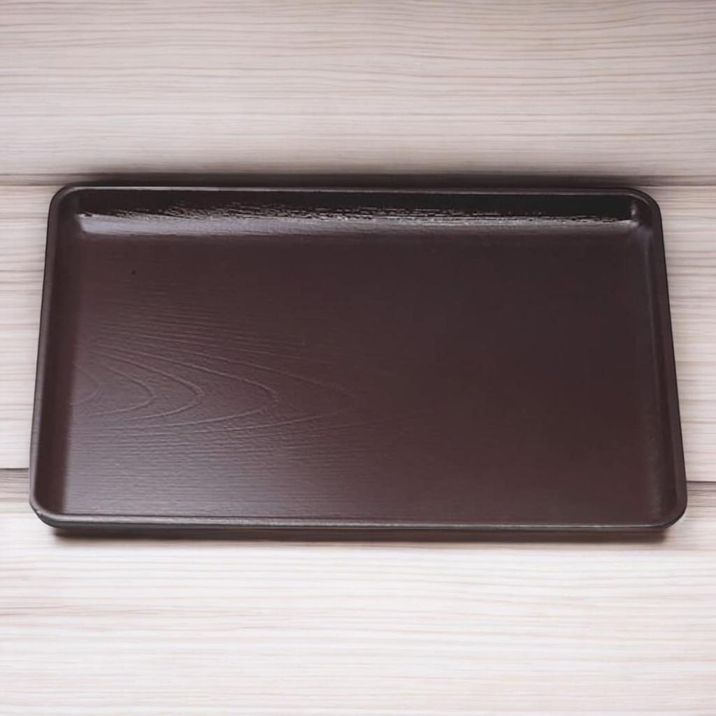 Keyaki Kaiseki Tray Shintame Made in Japan J-kitchens (48cm), Lacquerware, Non-Slip, (ABS Resin)