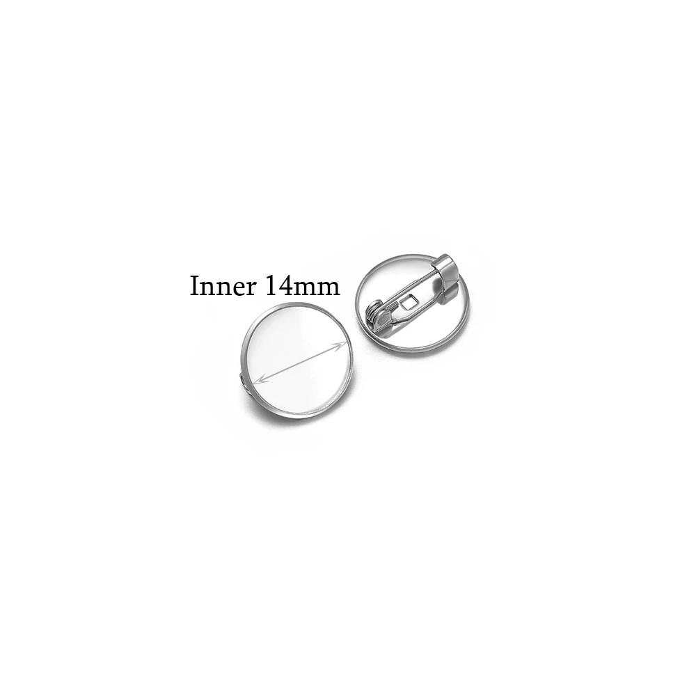 10pcs Stainless Steel 15mm 20mm Brooches Base Blank Tray Cabochon Cameo Settings for DIY Jewelry Findings Clothes Decoration
