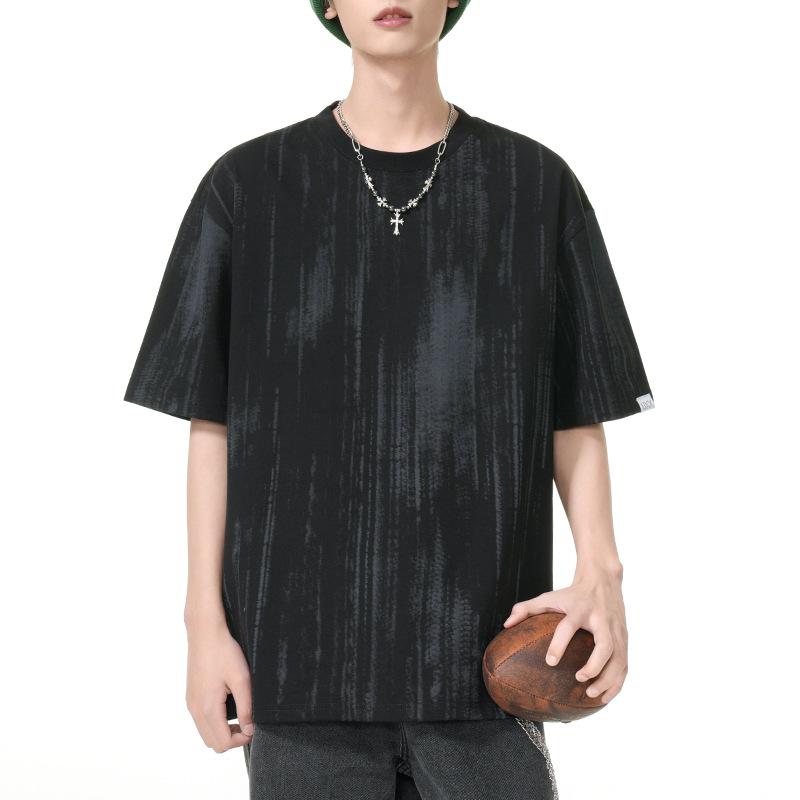 Casual All-match MenS Short Sleeve T Shirt American Streetwear Hipster Irregular Print Couples Tee