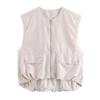 Y2K Summer Loose Casual Cardigan Women's Vest Fashion Lunch Break Solid Colour Zip Vest