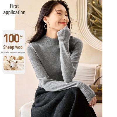 Chushen Women's 100% Pure Wool Mock Neck Sweater S144Z8016