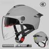 Doppellinsen-Elektromotorradhelm Elektrofahrrad Halbschalenhelm Sommer Sonnenschutz Sicherheitshelm für Damen Herren