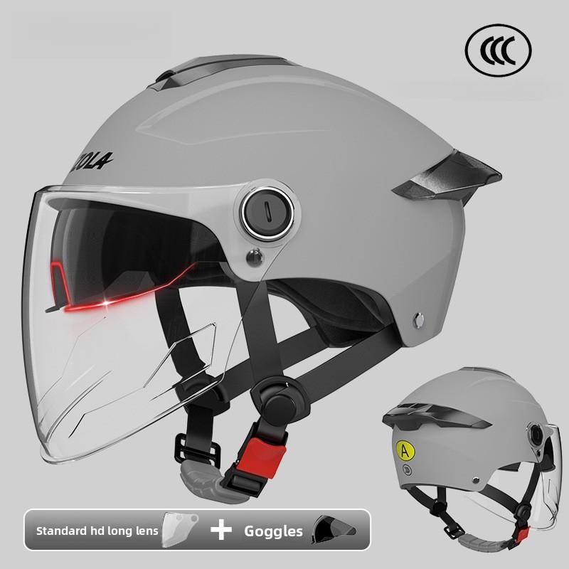 Doppellinsen-Elektromotorradhelm Elektrofahrrad Halbschalenhelm Sommer Sonnenschutz Sicherheitshelm für Damen Herren