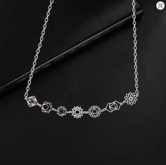 Handmade Yoga OM Pendant Necklace With Colorful Zircon Hollow Polished Lotus Charm Accessory
