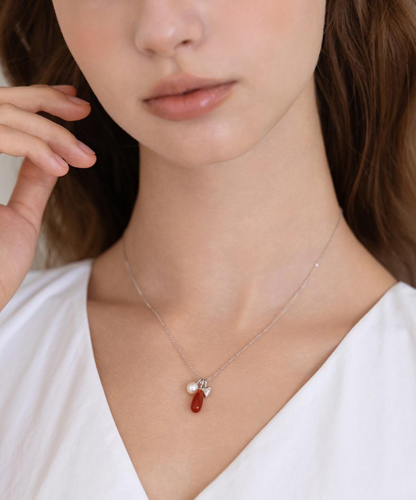 Tatiana (Silver 925) Trinity Charm Necklace Nz2531 Red